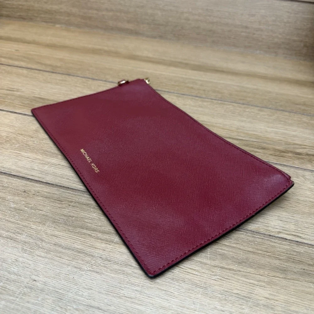 Michael Kors Large Jet Set Travel Pouch Merlot Burgundy Red